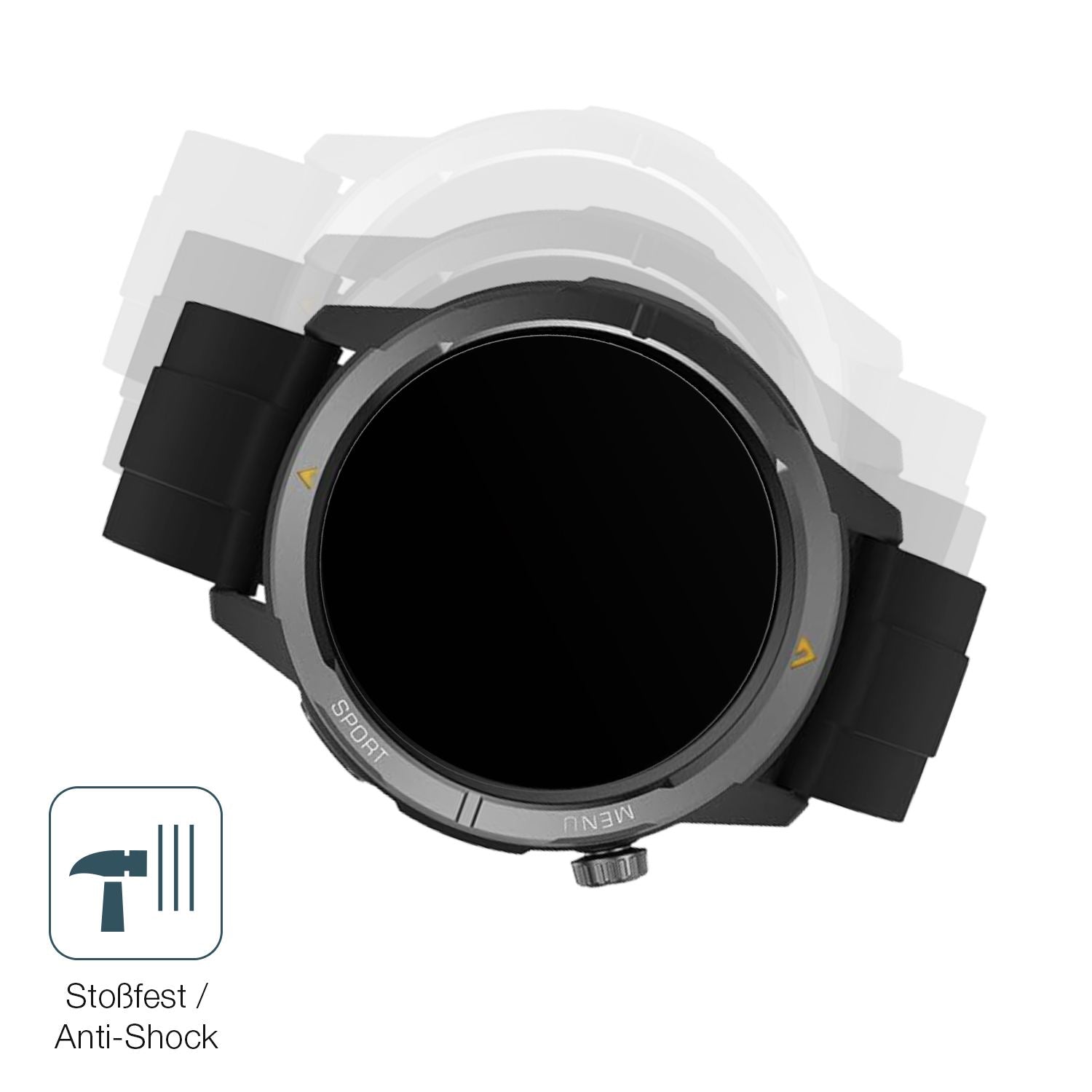 Schutz gegen Kratzer auf dem AGM Legion Watch 1.43 Zoll Glas durch Schlüssel, Stöße gegen die Tischkante oder Stürze