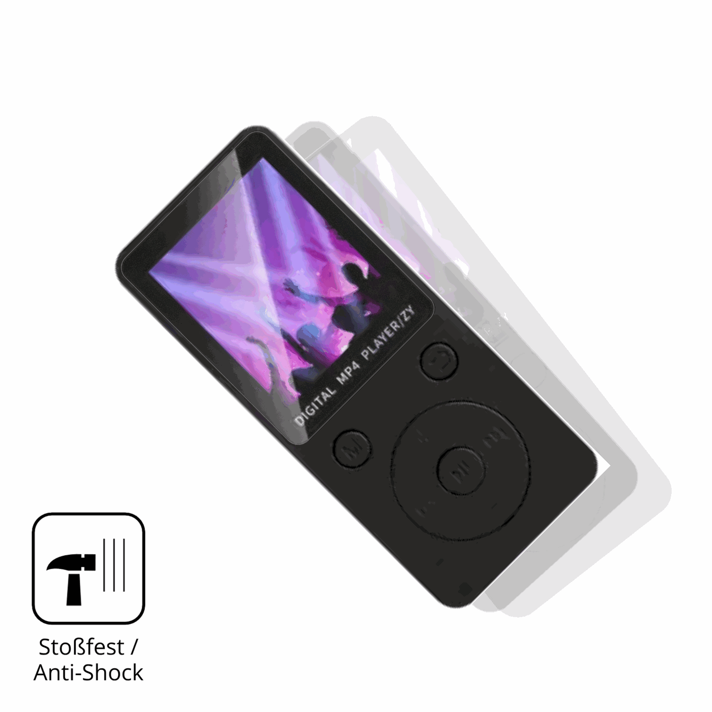 Schutz gegen Kratzer auf dem Aivane S11 MP3-Player Glas durch Schlüssel, Stöße gegen die Tischkante oder Stürze