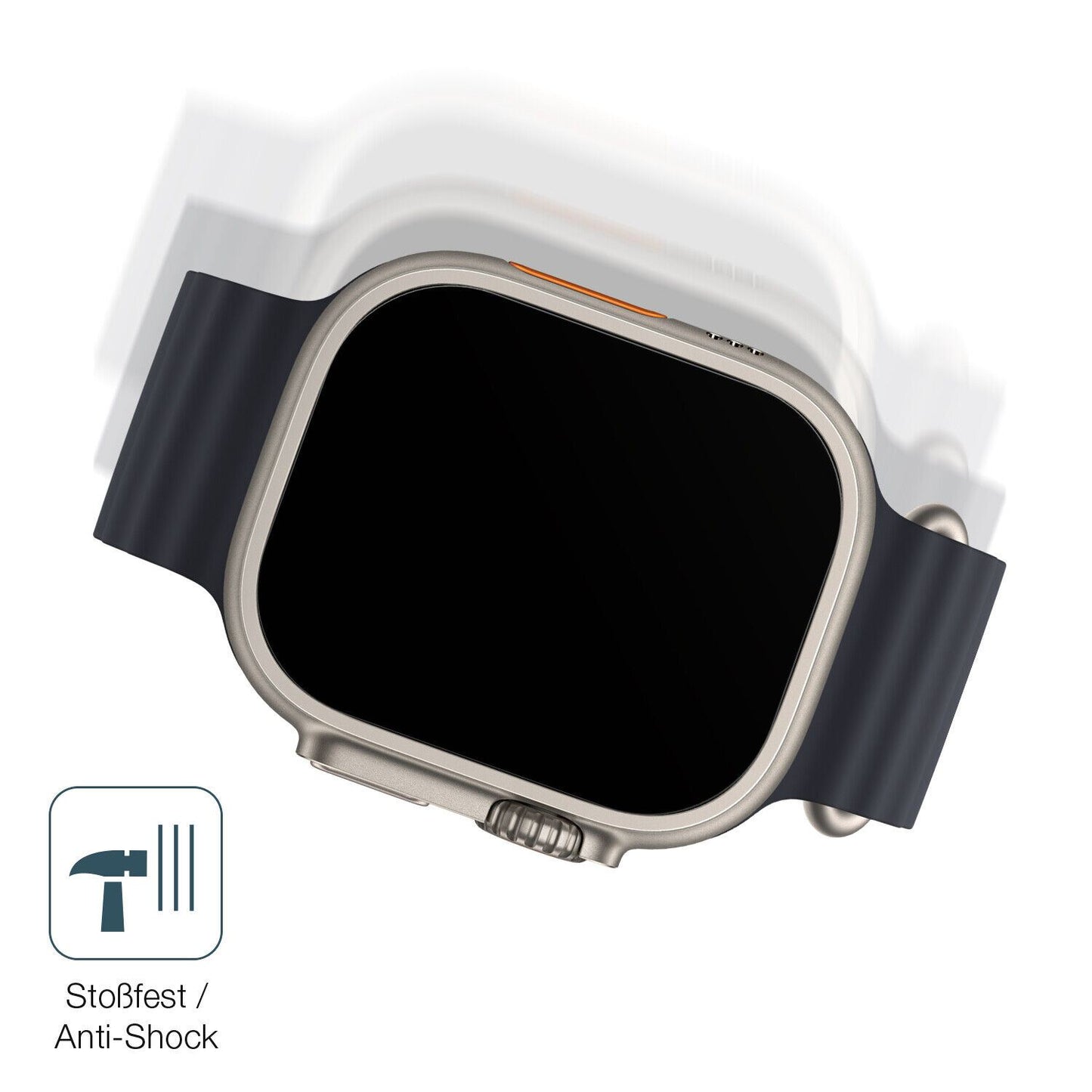 Schutz gegen Kratzer auf dem Apple Watch Ultra Glas durch Schlüssel, Stöße gegen die Tischkante oder Stürze
