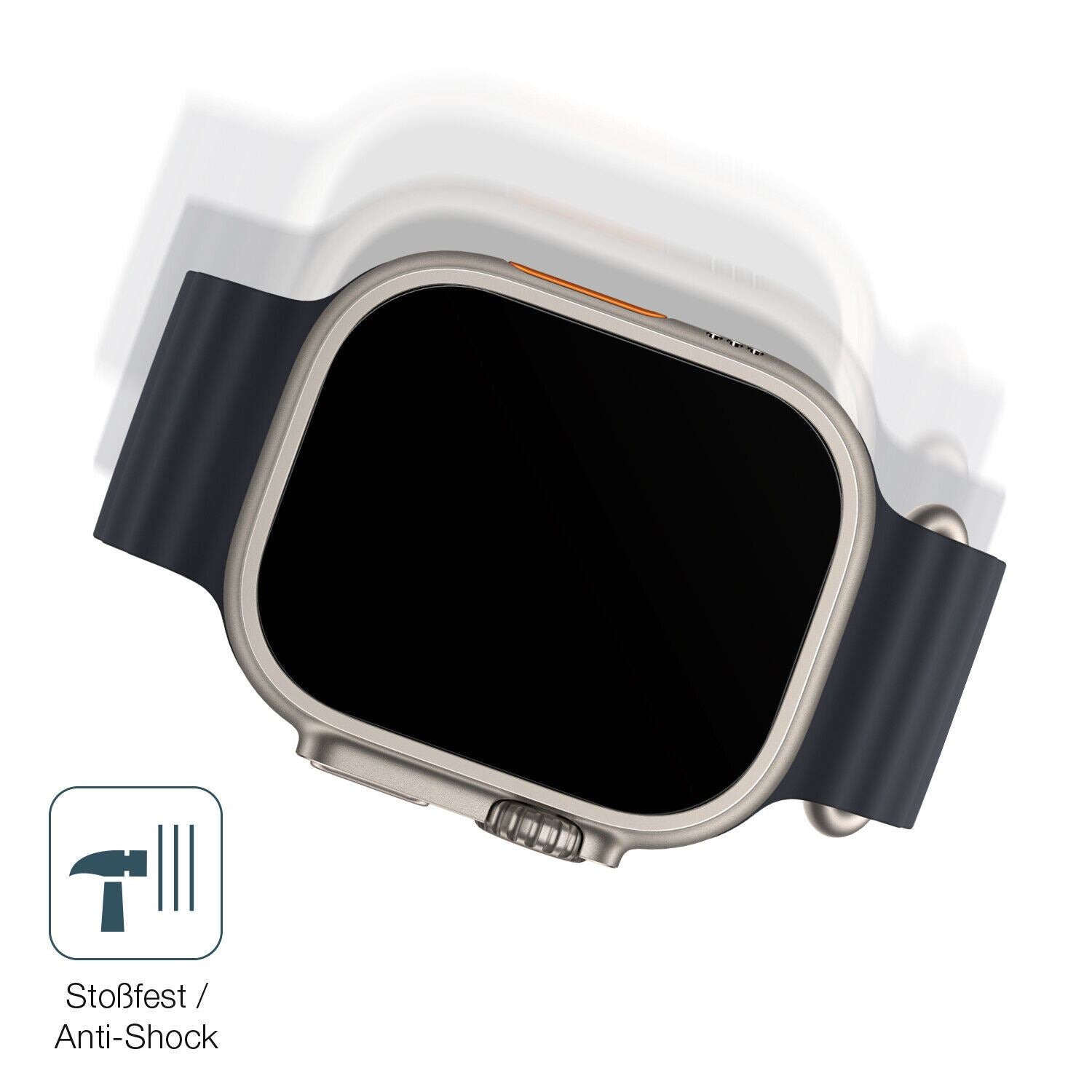 Schutz gegen Kratzer auf dem Apple Watch Ultra Glas durch Schlüssel, Stöße gegen die Tischkante oder Stürze