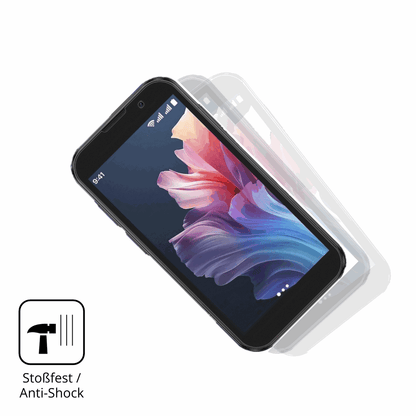 Schutz gegen Kratzer auf dem BLKE S 18 Pro Mini Smartphone Glas durch Schlüssel, Stöße gegen die Tischkante oder Stürze