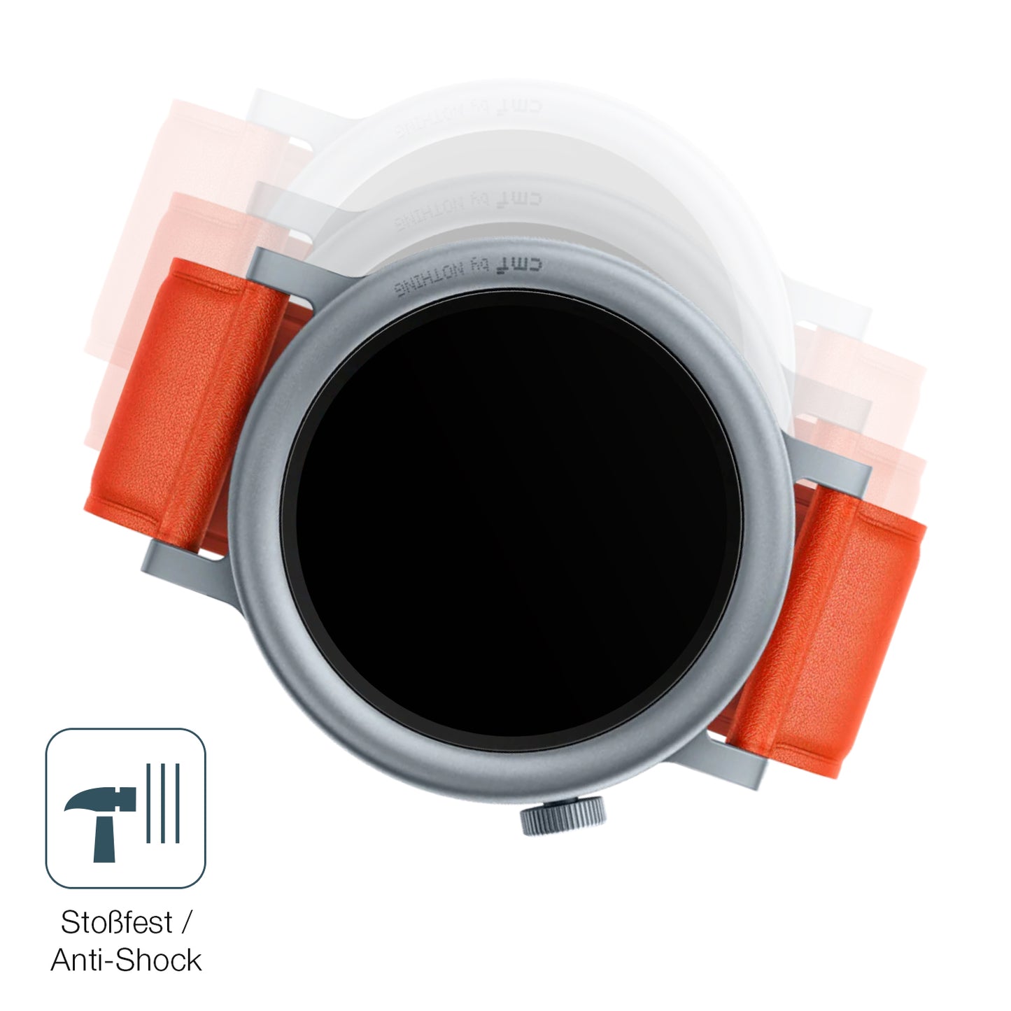 Schutz gegen Kratzer auf dem CMF Nothing Watch Pro 2 Glas durch Schlüssel, Stöße gegen die Tischkante oder Stürze