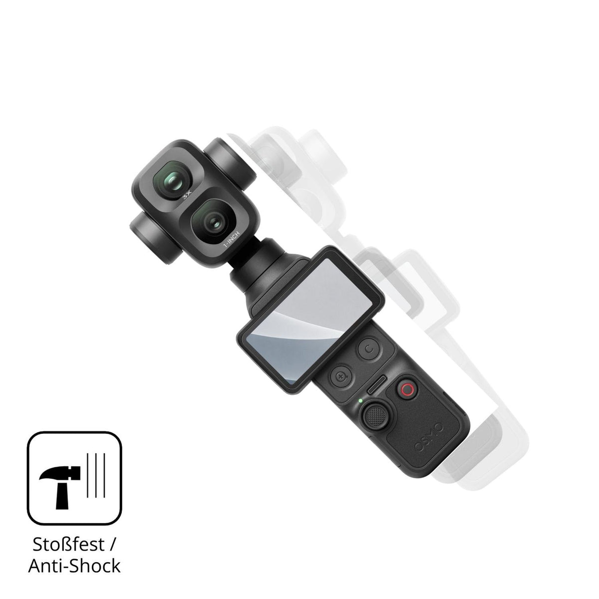 Schutz gegen Kratzer auf dem DJI Osmo Pocket 4P Glas durch Schlüssel, Stöße gegen die Tischkante oder Stürze