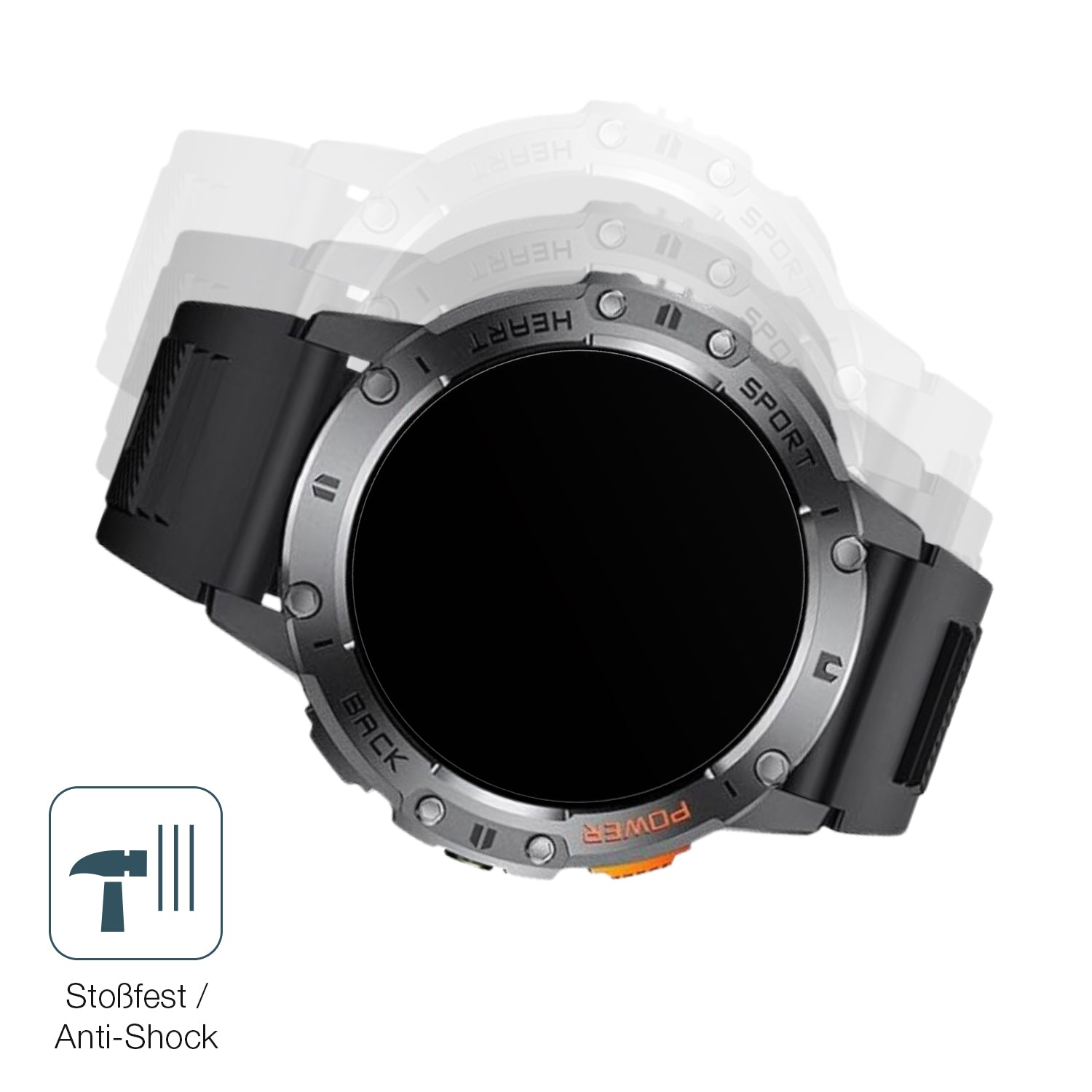 Schutz gegen Kratzer auf dem Dremac 1.43 Zoll Smartwatch Glas durch Schlüssel, Stöße gegen die Tischkante oder Stürze