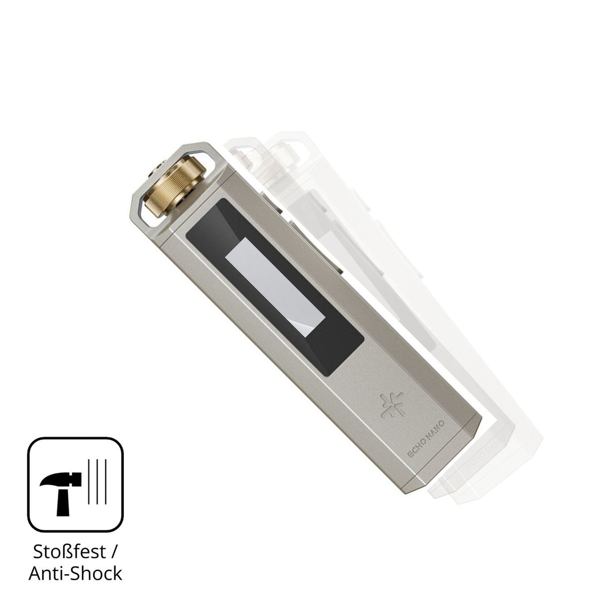 Schutz gegen Kratzer auf dem FiiO SnowSky Echo Nano Glas durch Schlüssel, Stöße gegen die Tischkante oder Stürze