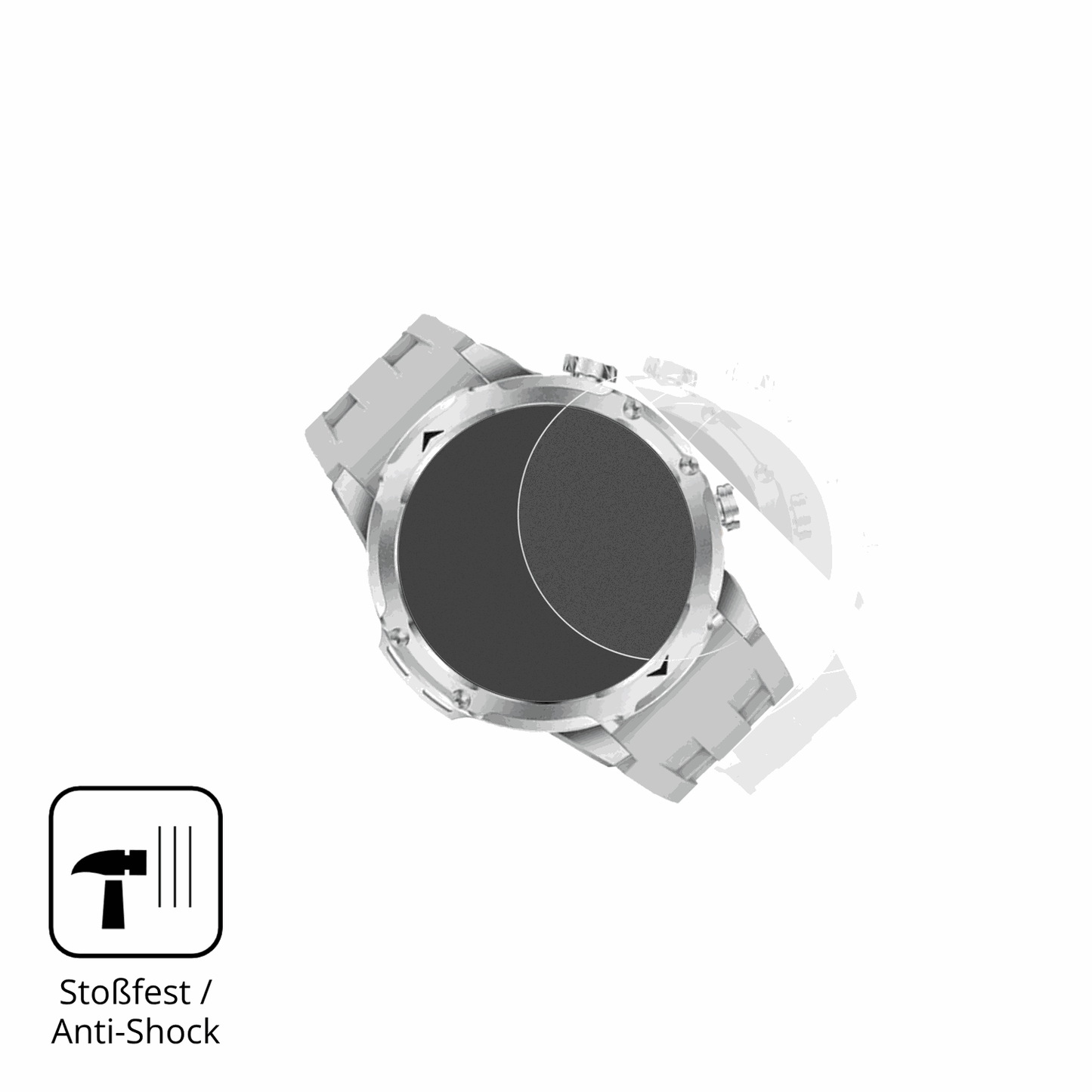 Schutz gegen Kratzer auf dem FitVigor Smartwatch 1.53 Zoll Glas durch Schlüssel, Stöße gegen die Tischkante oder Stürze