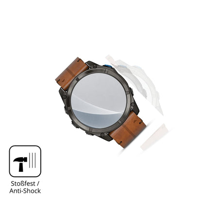 Schutz gegen Kratzer auf dem Garmin D2 Mach 2 Pro 51mm Glas durch Schlüssel, Stöße gegen die Tischkante oder Stürze