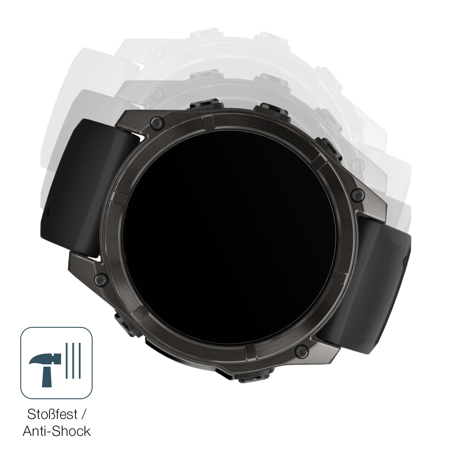 Schutz gegen Kratzer auf dem Garmin Fenix 8 43mm Glas durch Schlüssel, Stöße gegen die Tischkante oder Stürze