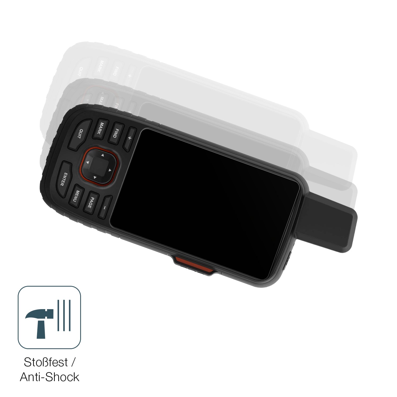 Schutz gegen Kratzer auf dem Garmin GPSMAP 66i Glas durch Schlüssel, Stöße gegen die Tischkante oder Stürze
