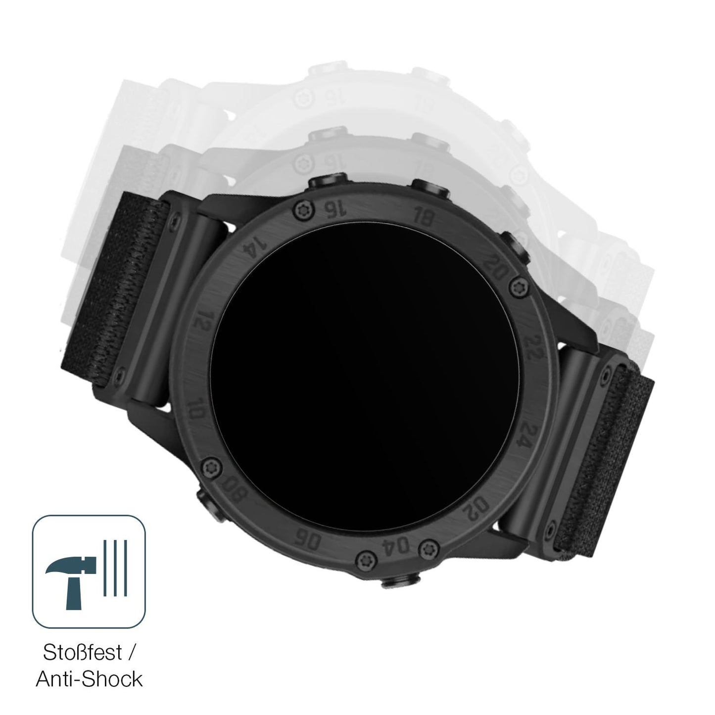 Schutz gegen Kratzer auf dem Garmin Tactix Delta Solar Ballistic Glas durch Schlüssel, Stöße gegen die Tischkante oder Stürze