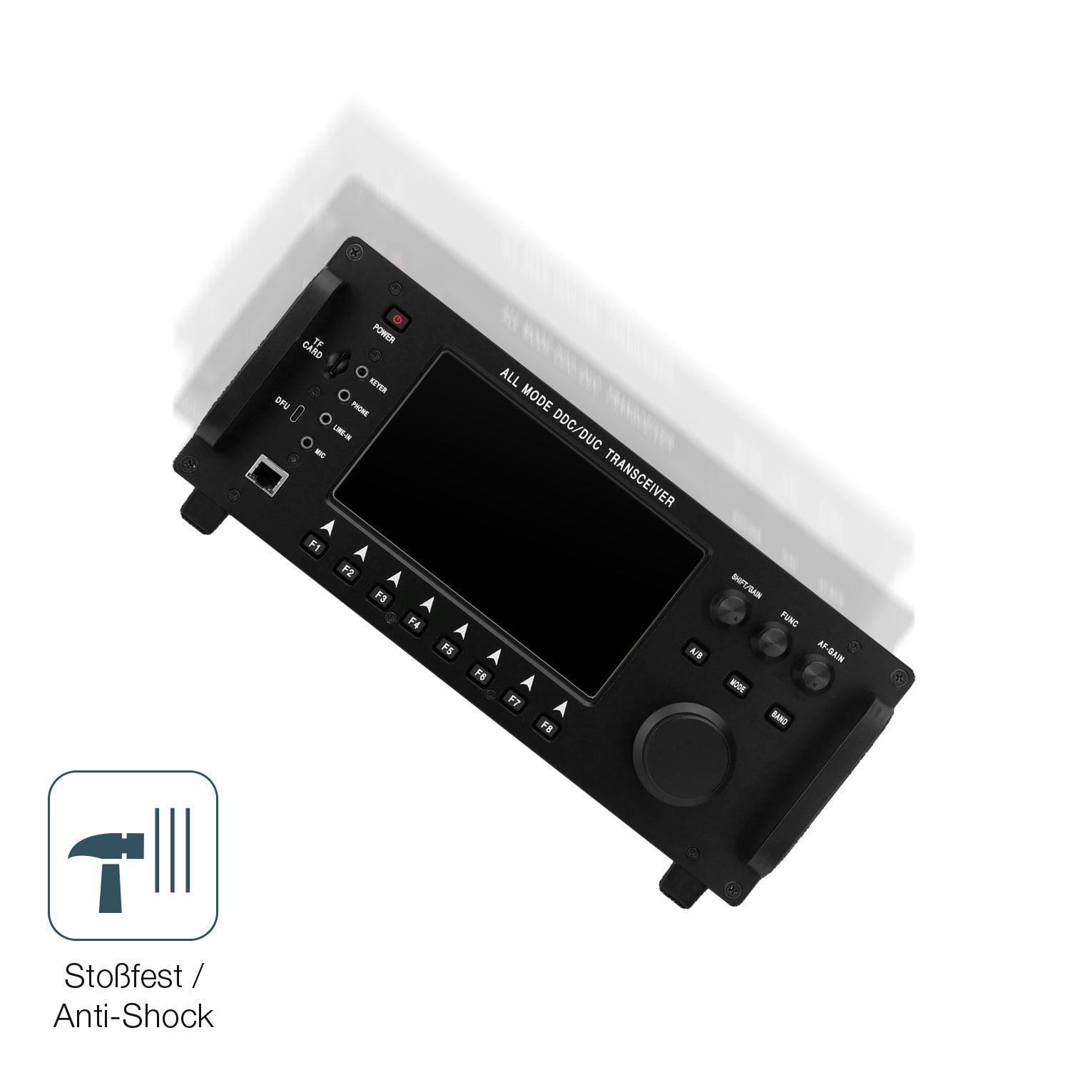 Schutz gegen Kratzer auf dem HamGeek RS998 Wolf SDR Glas durch Schlüssel, Stöße gegen die Tischkante oder Stürze