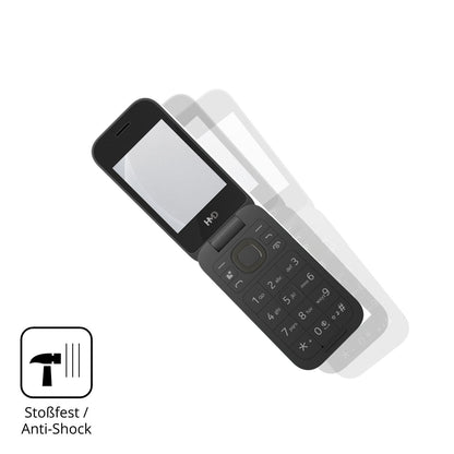 Schutz gegen Kratzer auf dem HMD 2660 Flip 4G Glas durch Schlüssel, Stöße gegen die Tischkante oder Stürze
