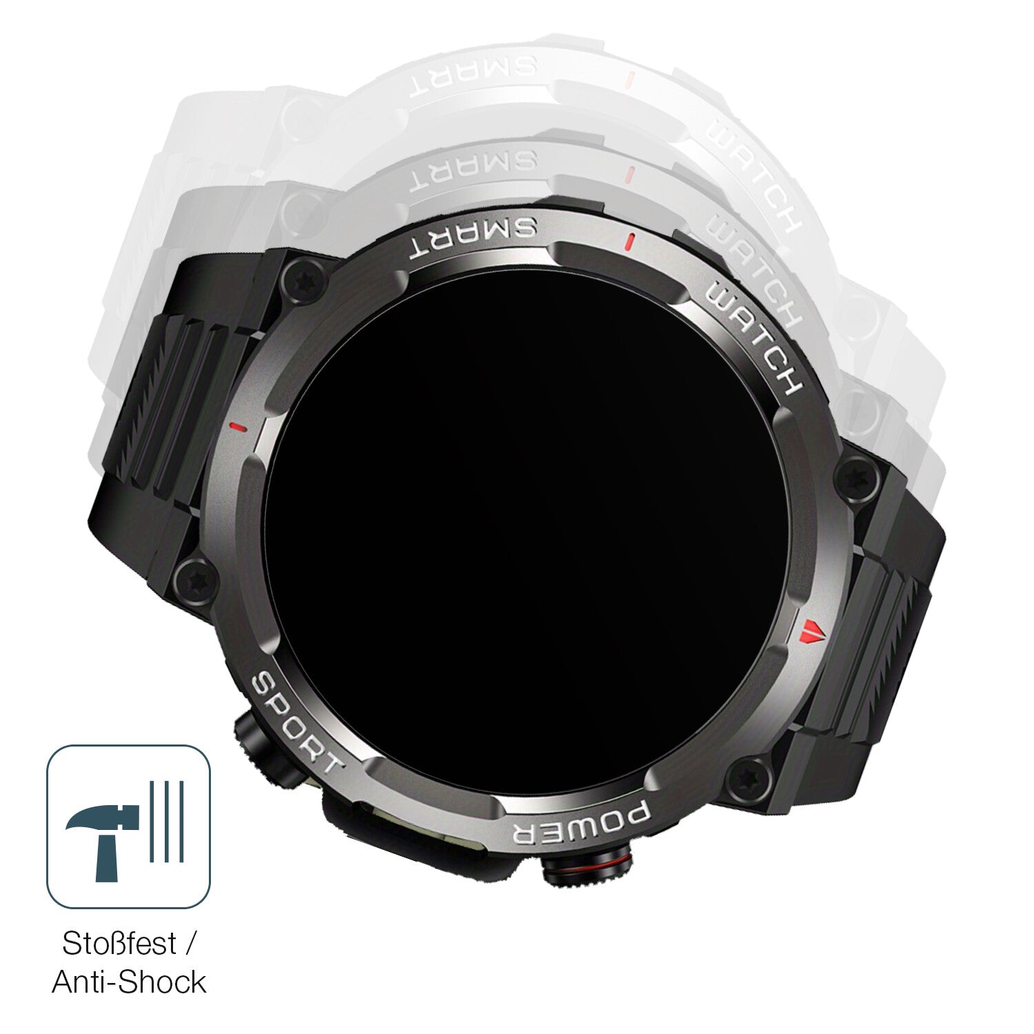 Schutz gegen Kratzer auf dem IOWODO W50 1.39 Zoll Smartwatch Glas durch Schlüssel, Stöße gegen die Tischkante oder Stürze
