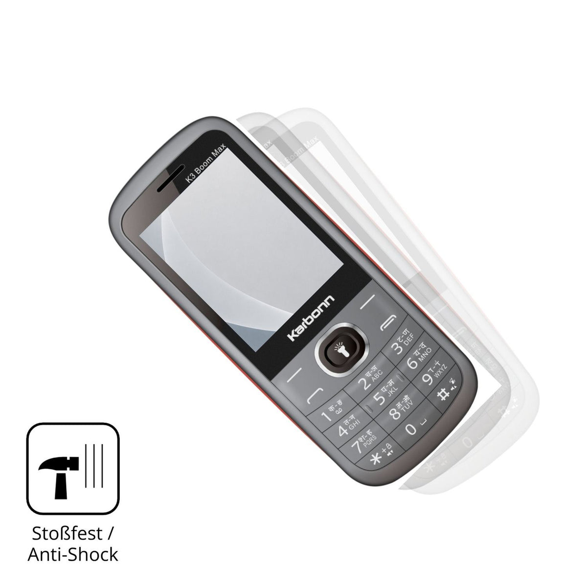 Schutz gegen Kratzer auf dem Karbonn K3 Boom Max Glas durch Schlüssel, Stöße gegen die Tischkante oder Stürze