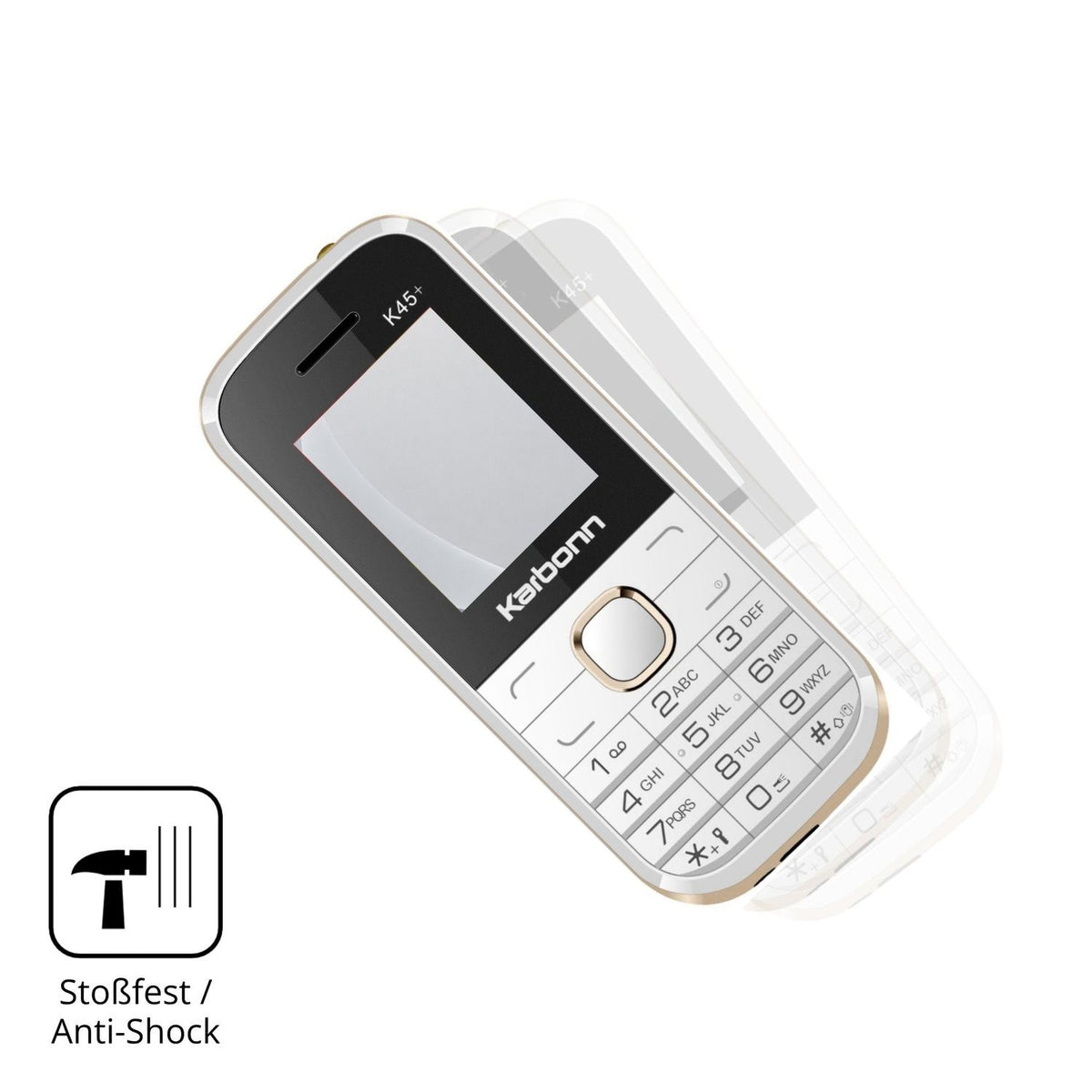 Schutz gegen Kratzer auf dem Karbonn K45 Plus Glas durch Schlüssel, Stöße gegen die Tischkante oder Stürze