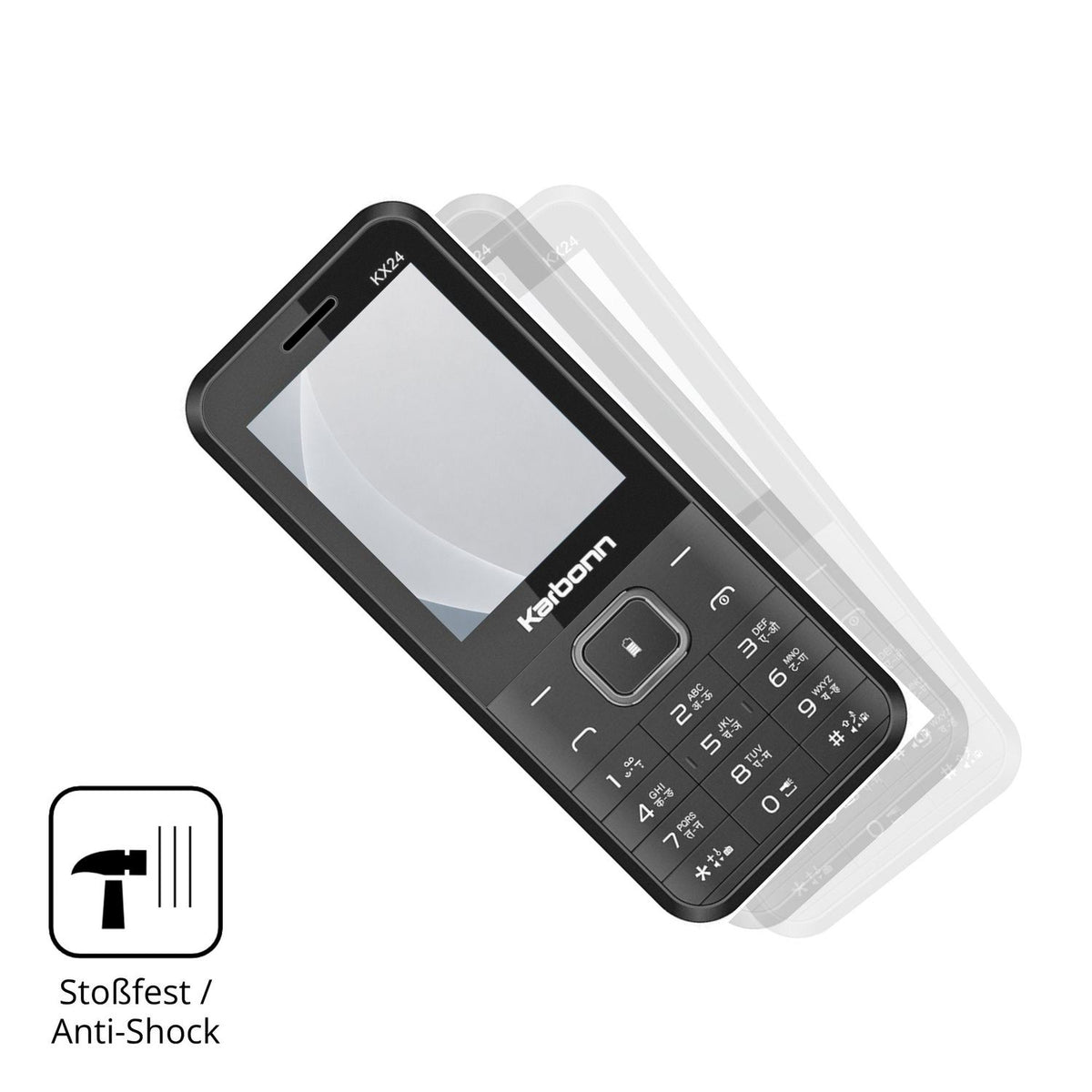 Schutz gegen Kratzer auf dem Karbonn KX24 Glas durch Schlüssel, Stöße gegen die Tischkante oder Stürze