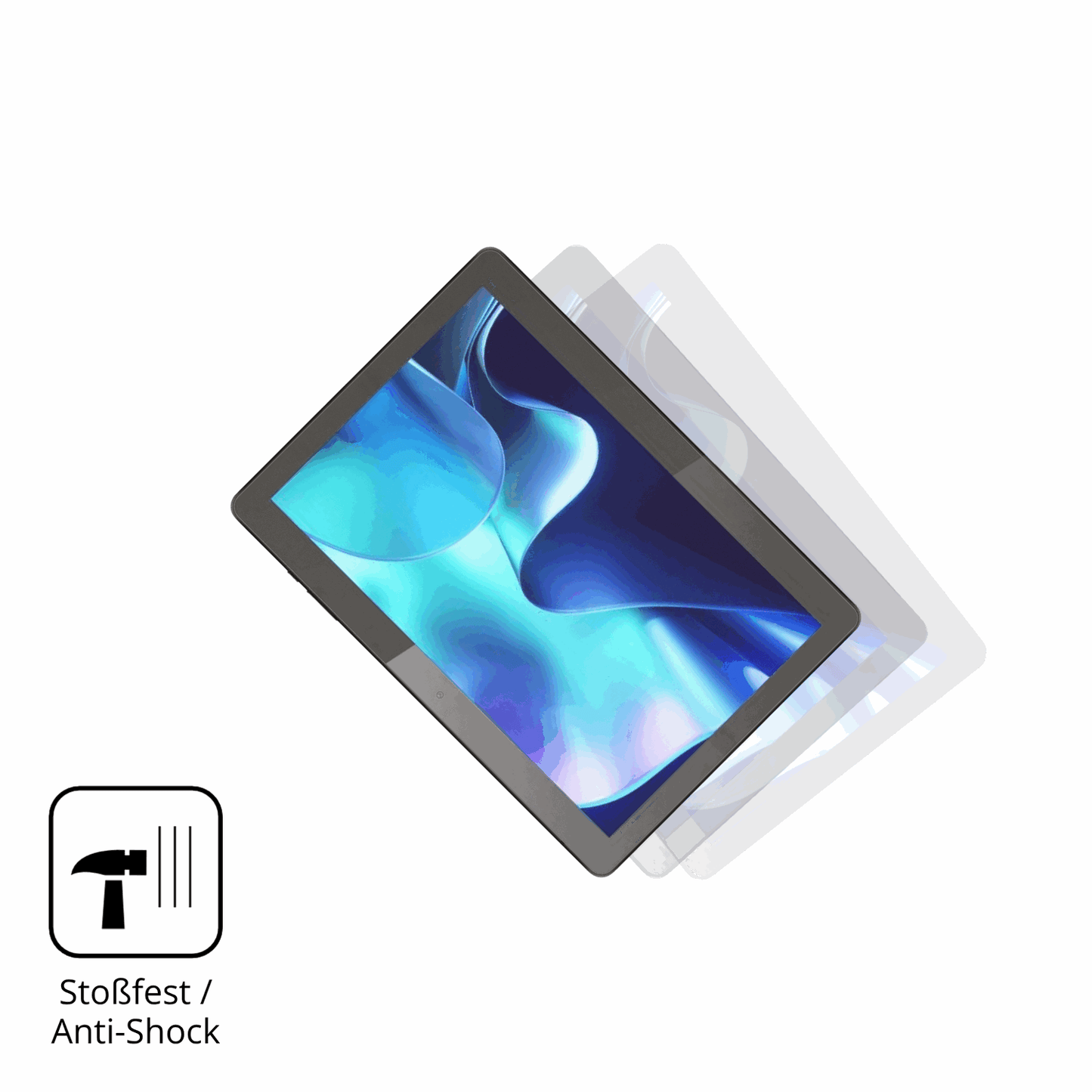 Schutz gegen Kratzer auf dem Logicom Tab 134 Glas durch Schlüssel, Stöße gegen die Tischkante oder Stürze