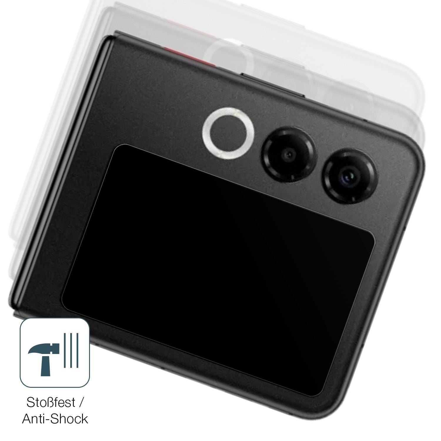 Schutz gegen Kratzer auf dem Nubia ZTE Flip 2 5G Außenseite Glas durch Schlüssel, Stöße gegen die Tischkante oder Stürze