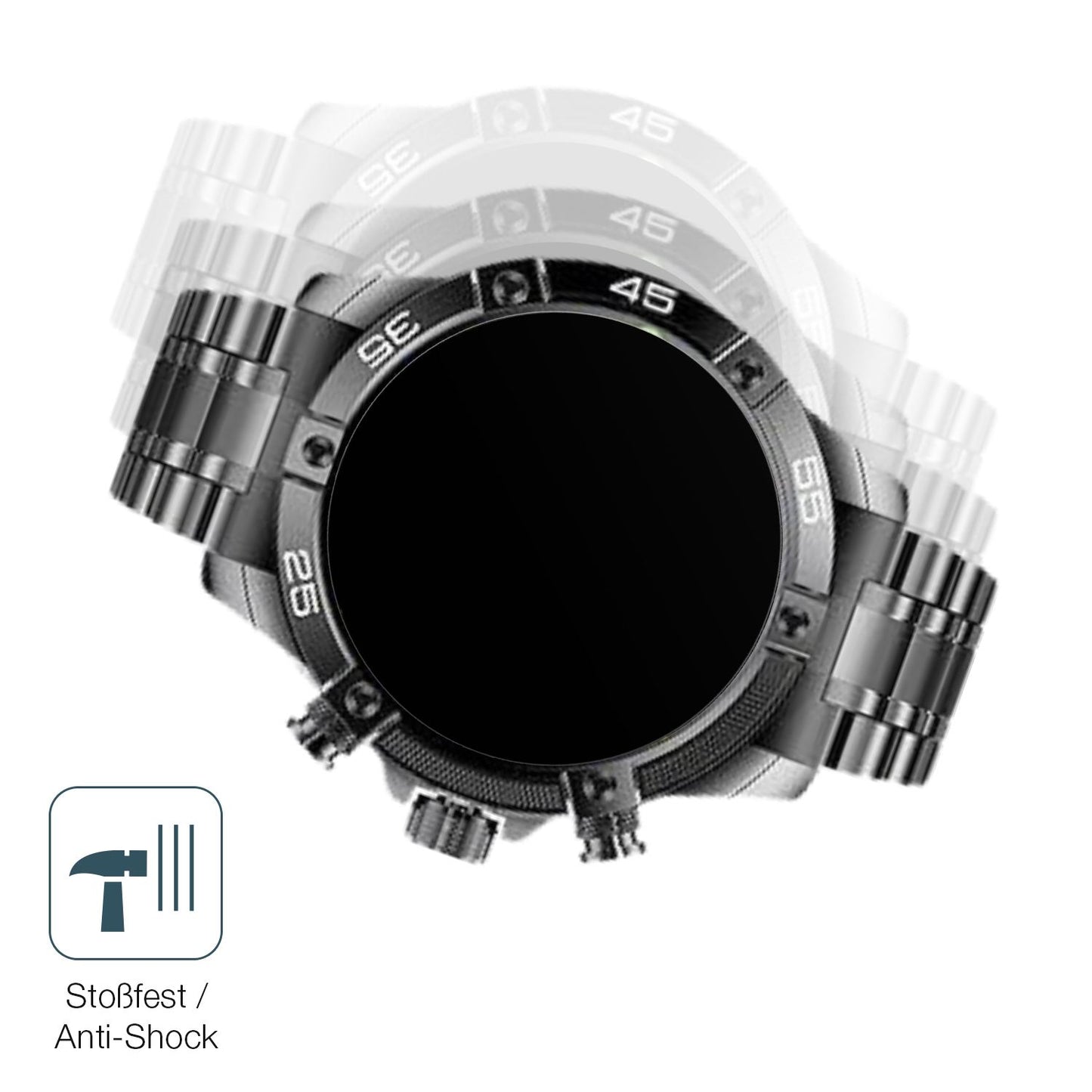 Schutz gegen Kratzer auf dem OHUGNA Smartwatch 1.53 Zoll Glas durch Schlüssel, Stöße gegen die Tischkante oder Stürze
