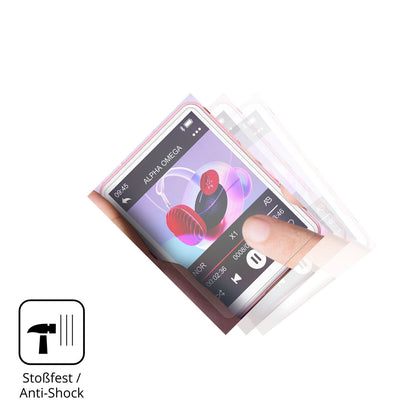 Schutz gegen Kratzer auf dem Oilsky M1 MP3-Player Glas durch Schlüssel, Stöße gegen die Tischkante oder Stürze