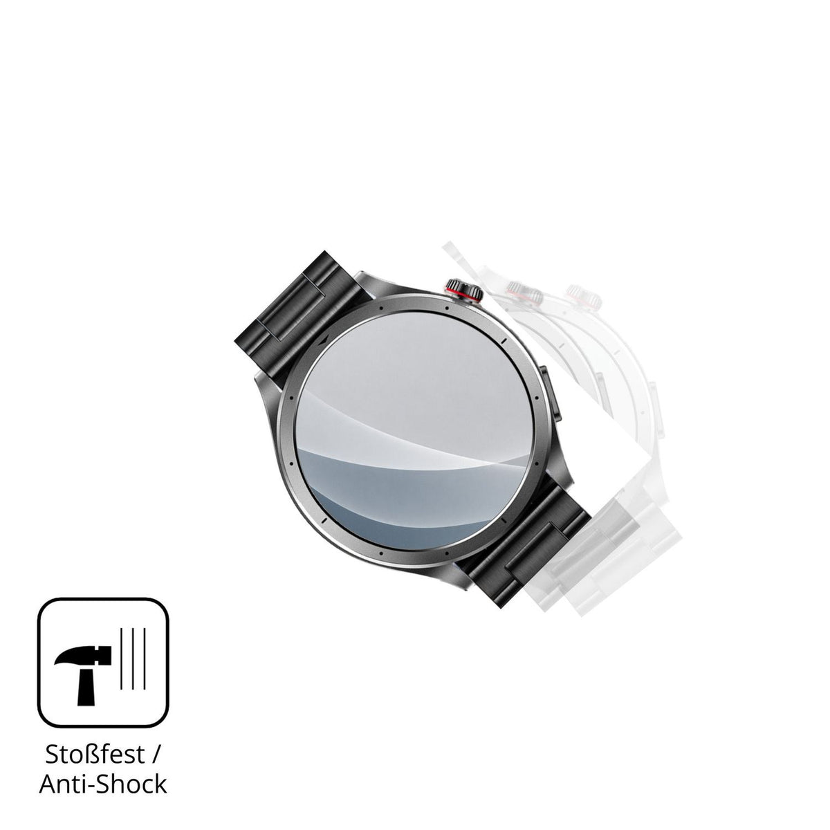 Schutz gegen Kratzer auf dem Oliimptek 1.53 Zoll Smartwatch Glas durch Schlüssel, Stöße gegen die Tischkante oder Stürze