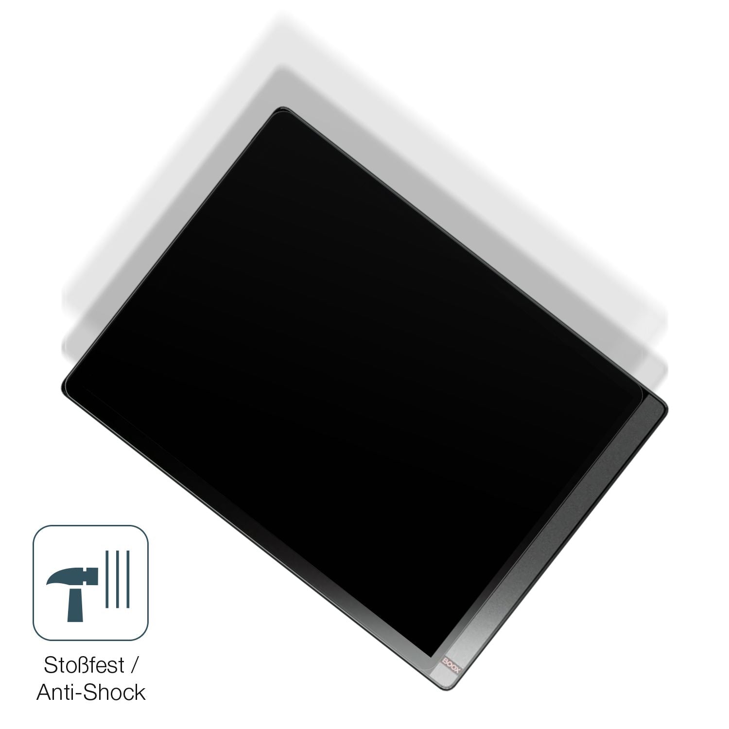 Schutz gegen Kratzer auf dem Onyx Boox Tab X Glas durch Schlüssel, Stöße gegen die Tischkante oder Stürze
