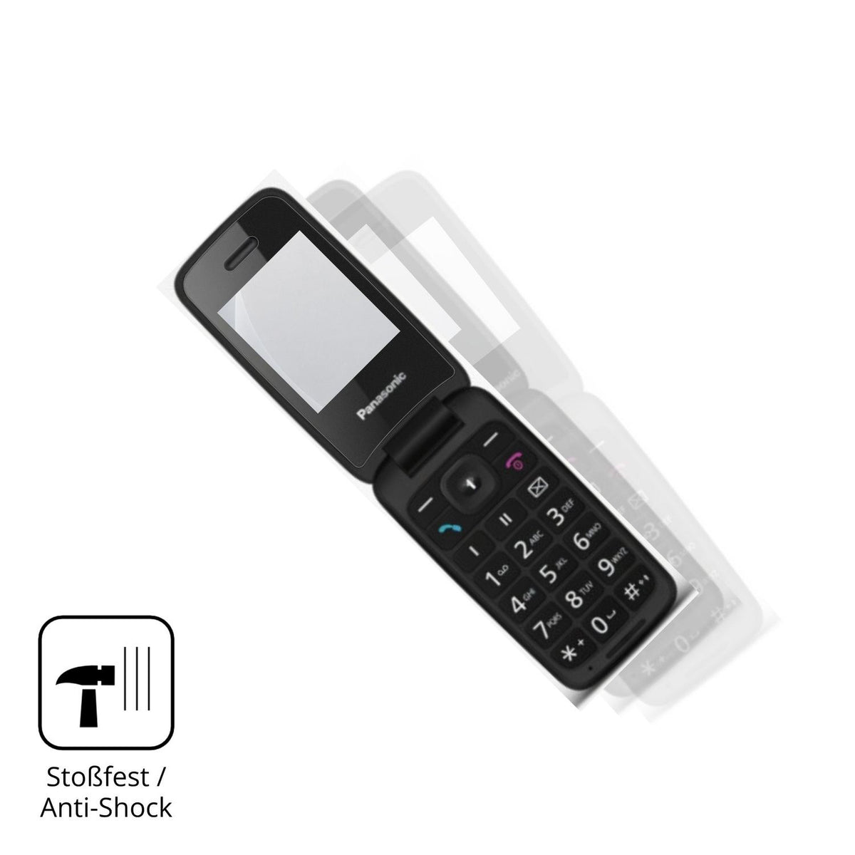 Schutz gegen Kratzer auf dem Panasonic KX-TU410 Glas durch Schlüssel, Stöße gegen die Tischkante oder Stürze