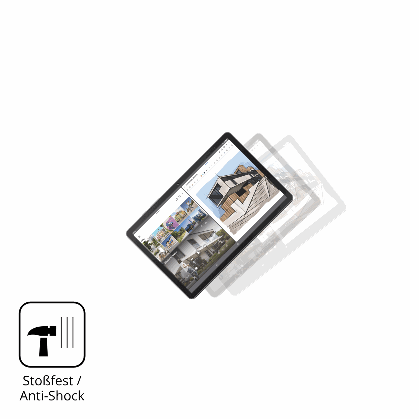 Schutz gegen Kratzer auf dem Samsung Galaxy Tab S10 Lite Glas durch Schlüssel, Stöße gegen die Tischkante oder Stürze