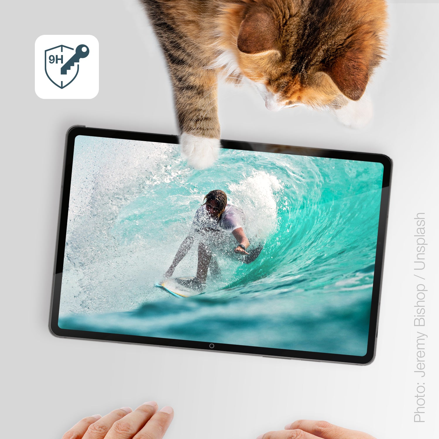 Schutz gegen Kratzer auf dem Samsung Galaxy Tab S9FE+ Glas durch Schlüssel, Stöße gegen die Tischkante oder Stürze