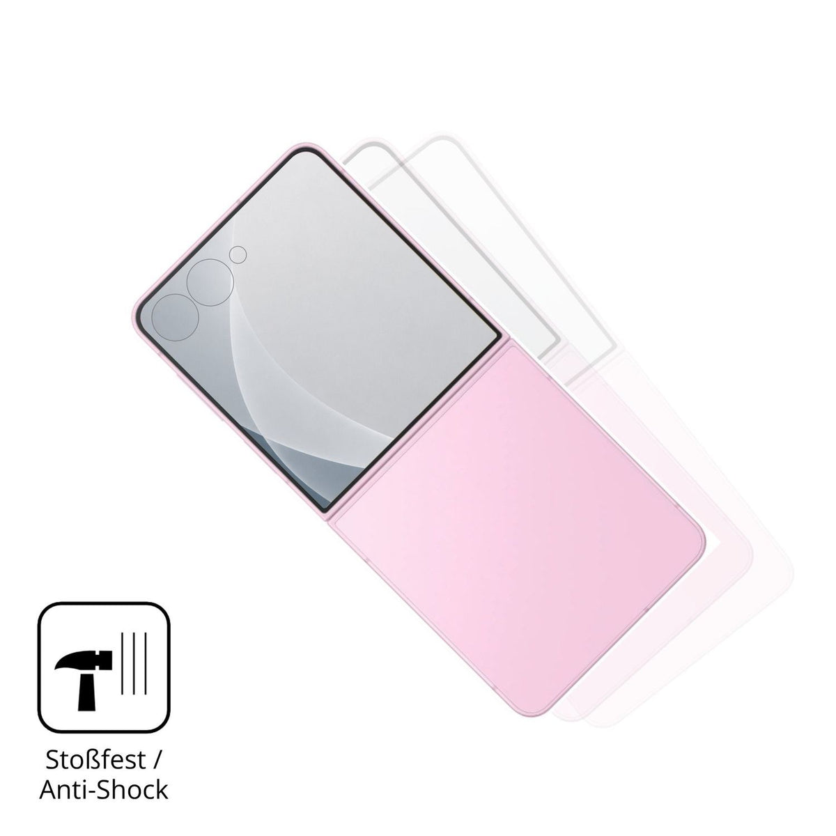 Schutz gegen Kratzer auf dem Samsung Galaxy Z Flip8 Aussenseite Glas durch Schlüssel, Stöße gegen die Tischkante oder Stürze