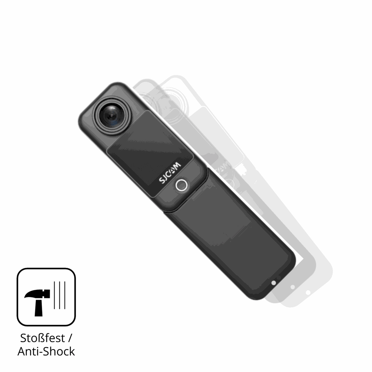 Schutz gegen Kratzer auf dem SJCAM C300 Glas durch Schlüssel, Stöße gegen die Tischkante oder Stürze