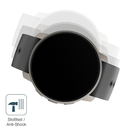 Schutz gegen Kratzer auf dem Suunto Peak Pro Glas durch Schlüssel, Stöße gegen die Tischkante oder Stürze