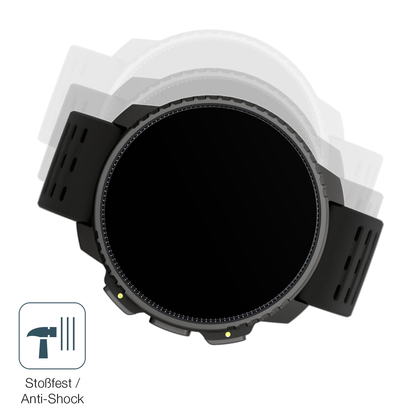 Schutz gegen Kratzer auf dem Suunto Vertical Glas durch Schlüssel, Stöße gegen die Tischkante oder Stürze