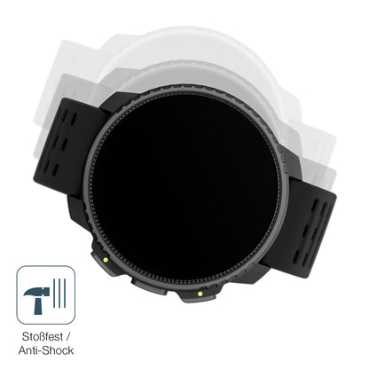 Schutz gegen Kratzer auf dem Suunto Vertical Glas durch Schlüssel, Stöße gegen die Tischkante oder Stürze