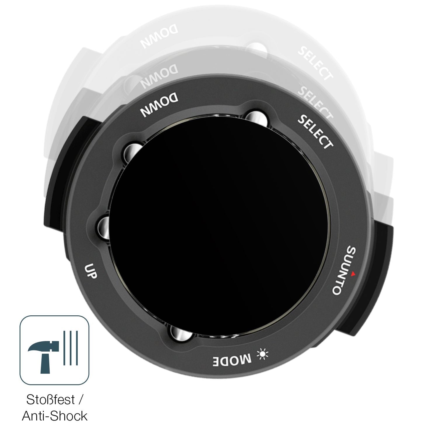 Schutz gegen Kratzer auf dem Suunto Vyper Novo Glas durch Schlüssel, Stöße gegen die Tischkante oder Stürze