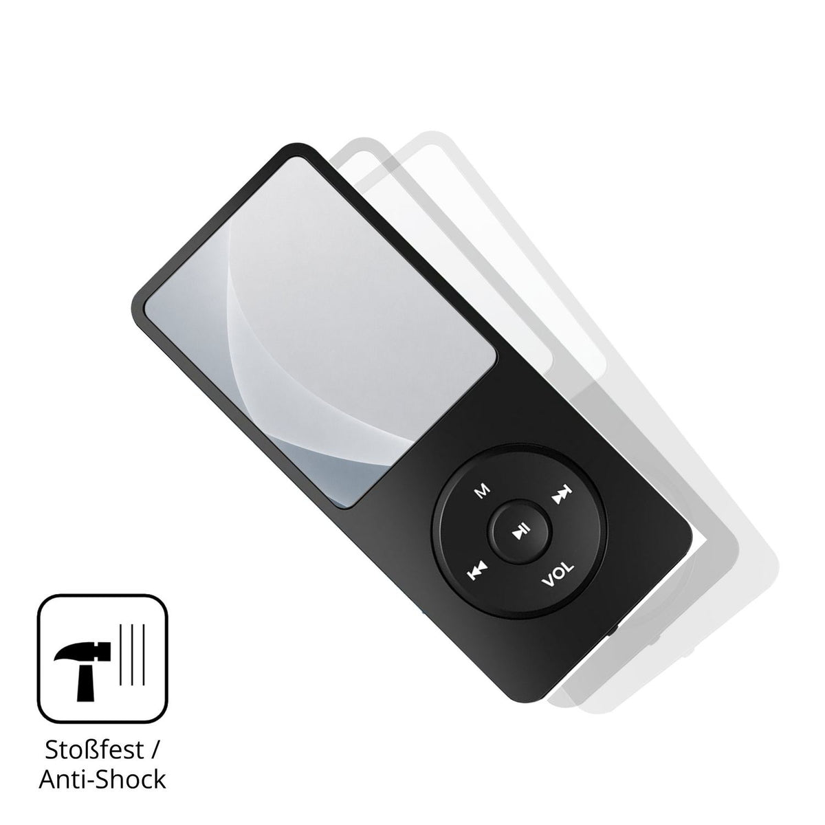 Schutz gegen Kratzer auf dem Tarswesi BFQ-LCT01 MP3-Player Glas durch Schlüssel, Stöße gegen die Tischkante oder Stürze