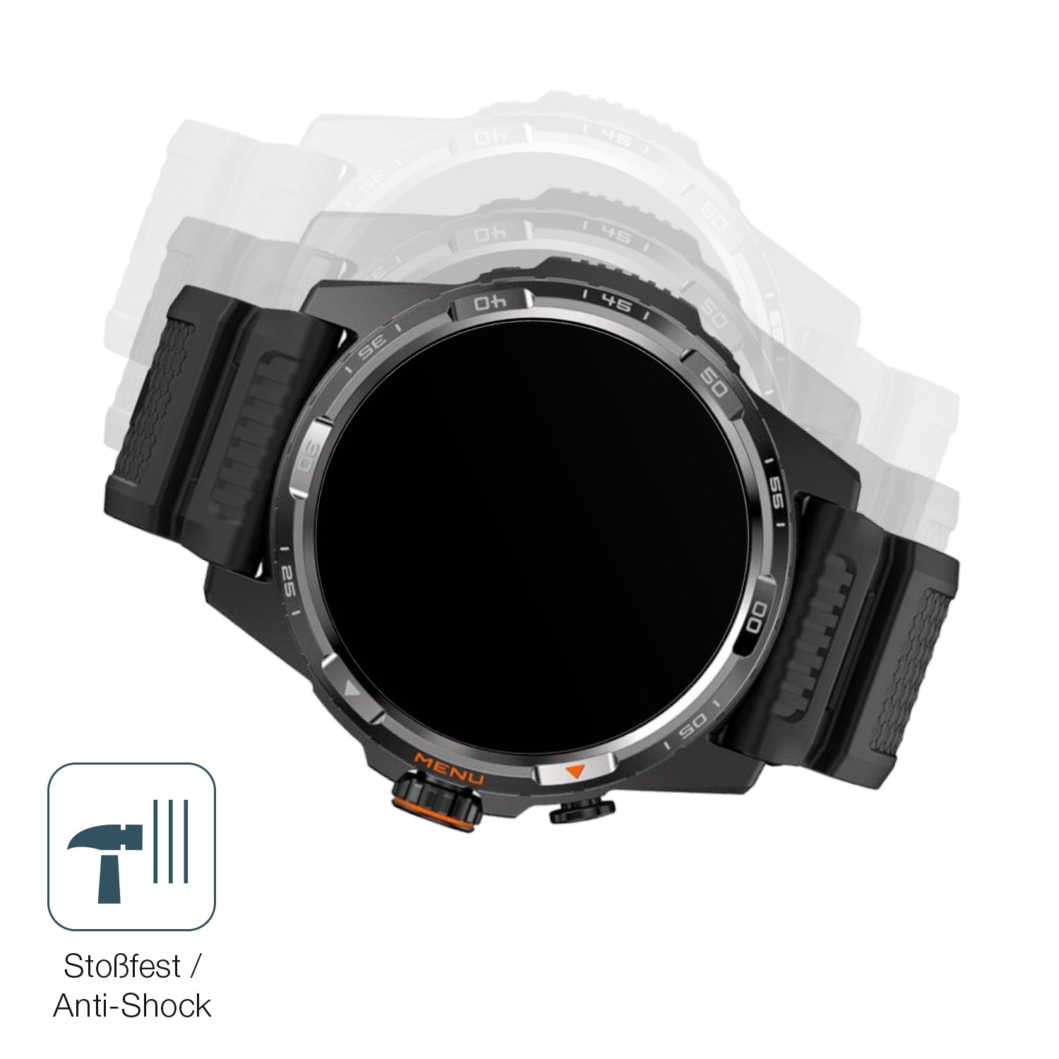 Schutz gegen Kratzer auf dem ticWatch Atlas Glas durch Schlüssel, Stöße gegen die Tischkante oder Stürze