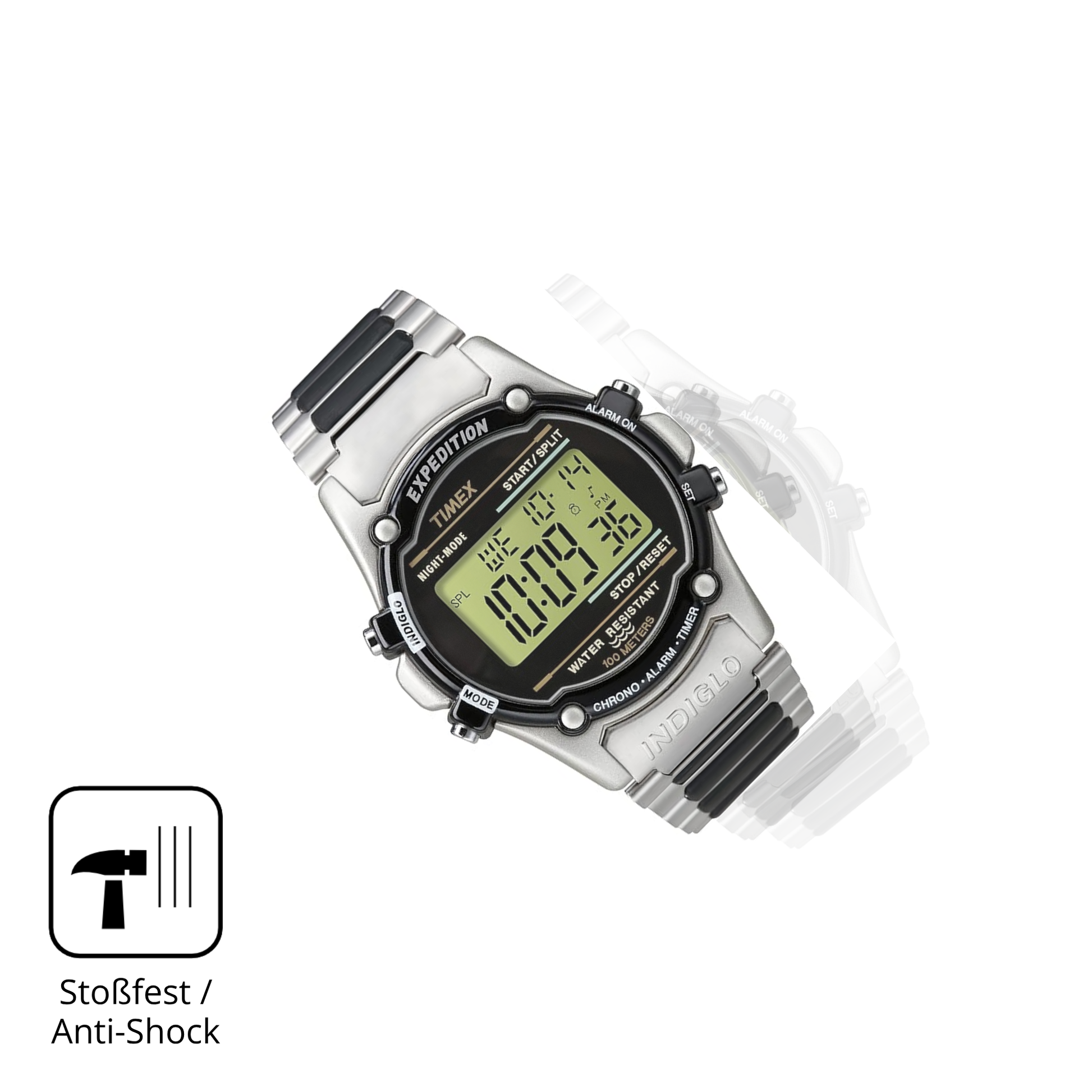 Schutz gegen Kratzer auf dem Timex Expedition Atlantis Glas durch Schlüssel, Stöße gegen die Tischkante oder Stürze