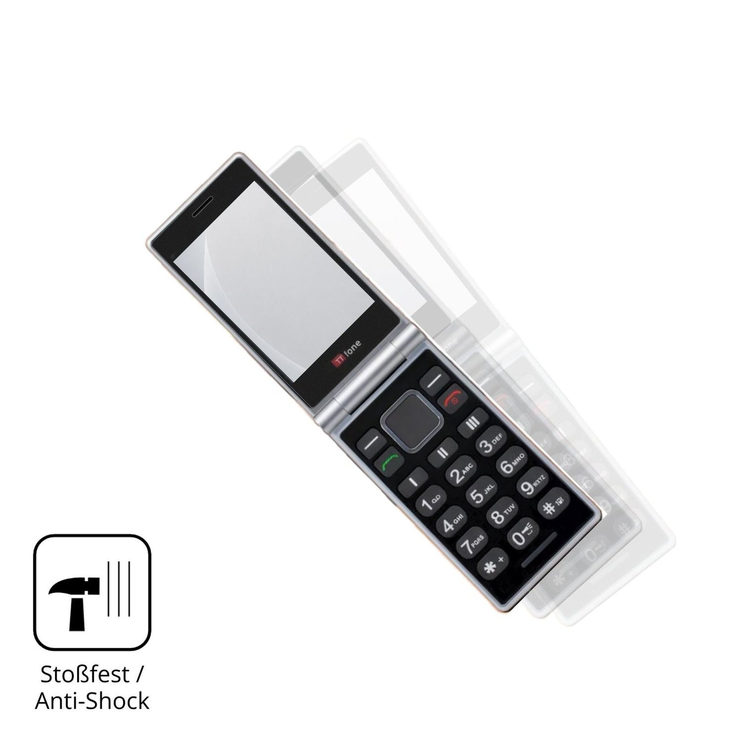 Schutz gegen Kratzer auf dem TTfone TT990 4G Glas durch Schlüssel, Stöße gegen die Tischkante oder Stürze