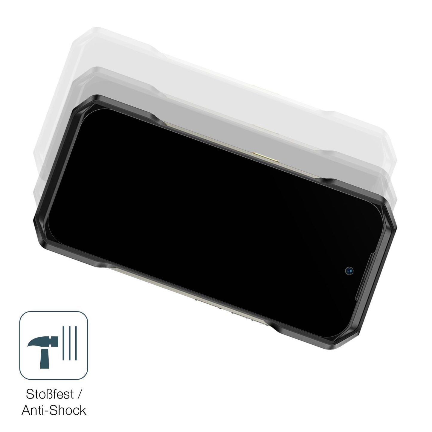 Schutz gegen Kratzer auf dem Ulefone Armor 27 Pro 5G Glas durch Schlüssel, Stöße gegen die Tischkante oder Stürze