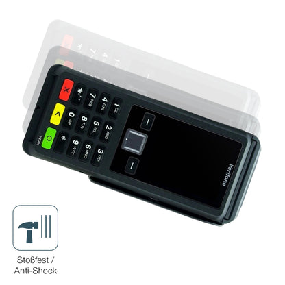 Schutz gegen Kratzer auf dem Verifone V200c Glas durch Schlüssel, Stöße gegen die Tischkante oder Stürze