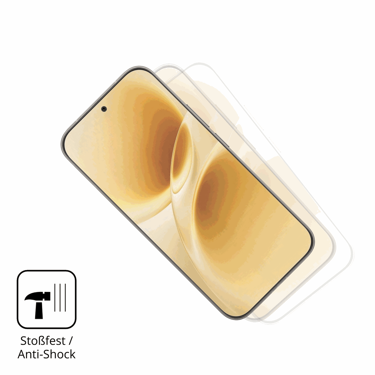 Schutz gegen Kratzer auf dem Vivo V70 Elite Glas durch Schlüssel, Stöße gegen die Tischkante oder Stürze