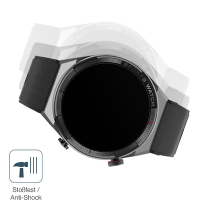 Schutz gegen Kratzer auf dem Watchmark Maverick Glas durch Schlüssel, Stöße gegen die Tischkante oder Stürze