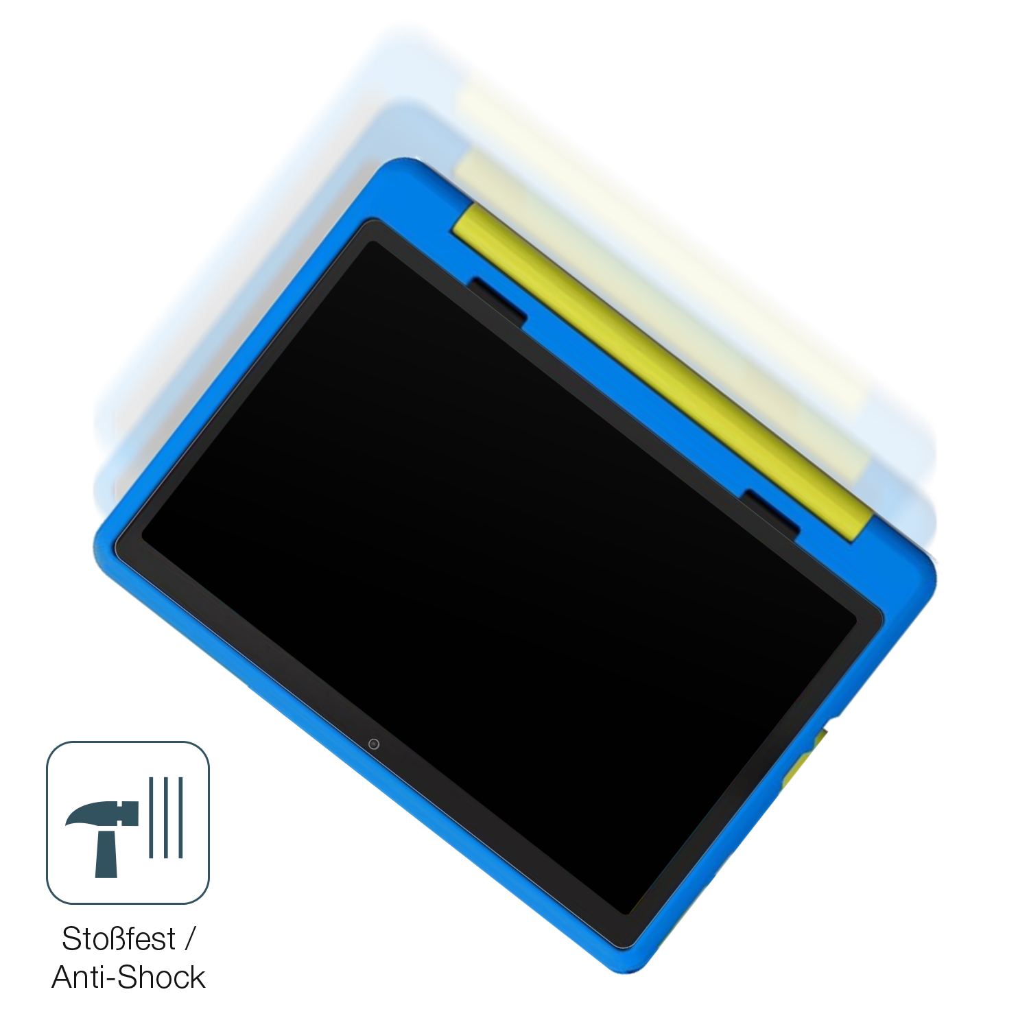 Schutz gegen Kratzer auf dem Yicty Kinder Tablet Glas durch Schlüssel, Stöße gegen die Tischkante oder Stürze
