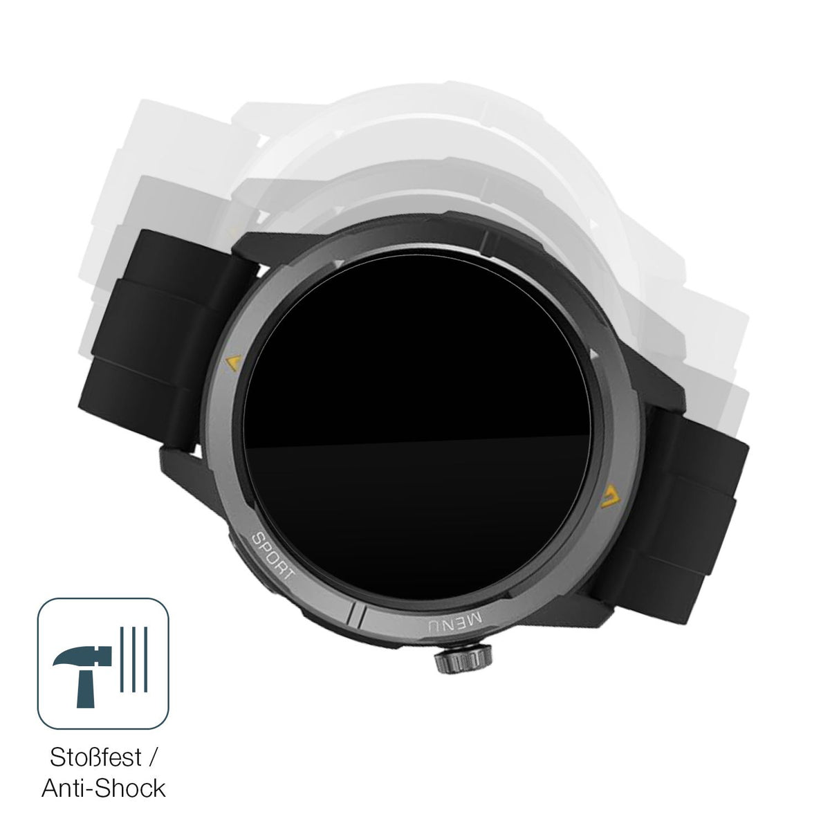 Schutz gegen Kratzer auf dem AGM Legion Watch 1.43 Zoll Glas durch Schlüssel, Stöße gegen die Tischkante oder Stürze