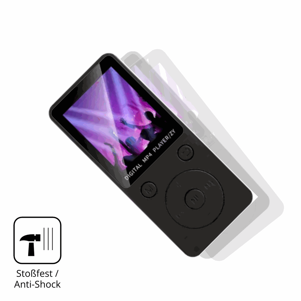 Schutz gegen Kratzer auf dem Aivane S11 MP3-Player Glas durch Schlüssel, Stöße gegen die Tischkante oder Stürze