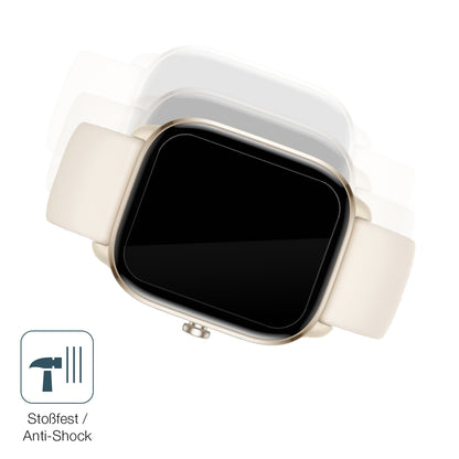 Schutz gegen Kratzer auf dem Amazfit GTS 4 mini Glas durch Schlüssel, Stöße gegen die Tischkante oder Stürze