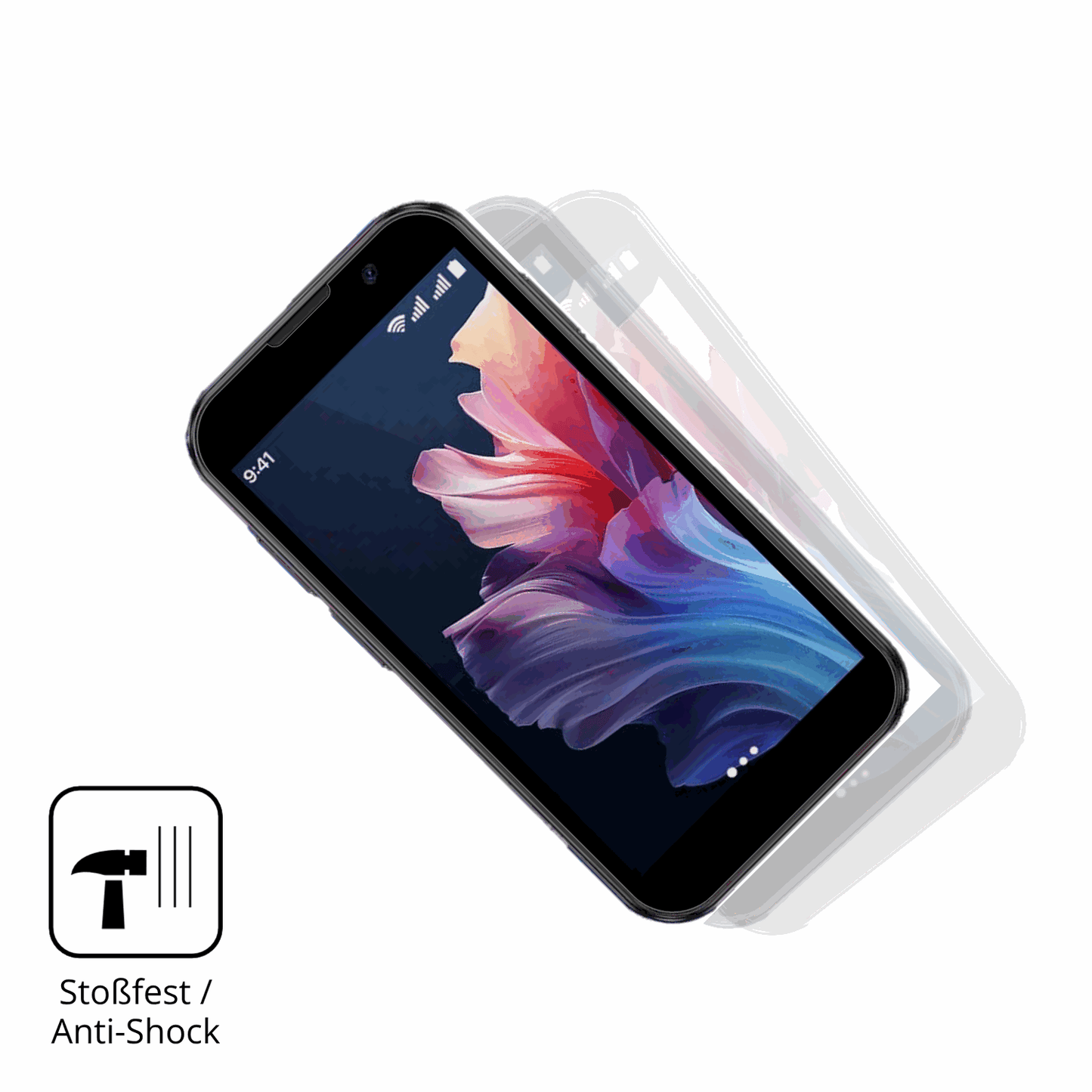 Schutz gegen Kratzer auf dem BLKE S 18 Pro Mini Smartphone Glas durch Schlüssel, Stöße gegen die Tischkante oder Stürze