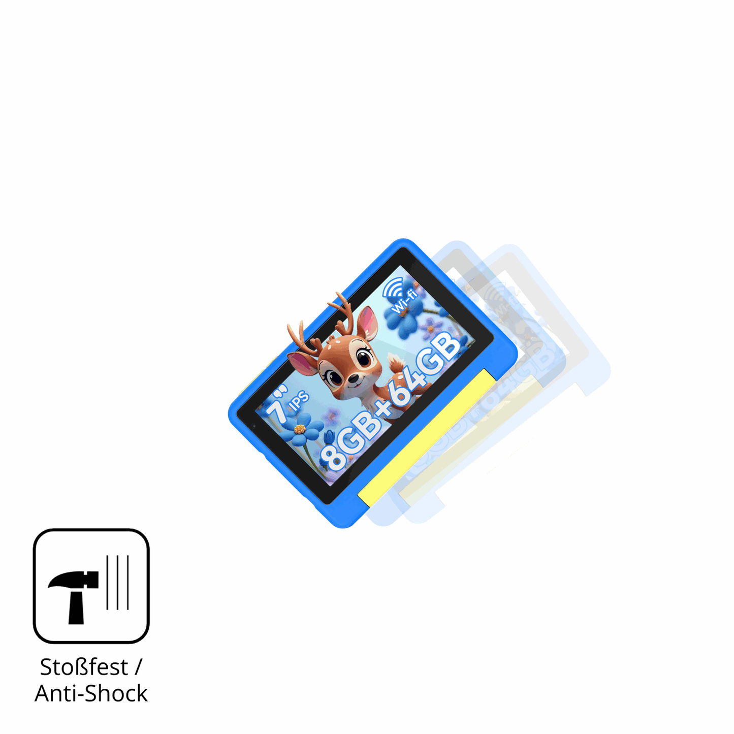 Schutz gegen Kratzer auf dem Bufo Kids Tablet 7 Zoll Glas durch Schlüssel, Stöße gegen die Tischkante oder Stürze