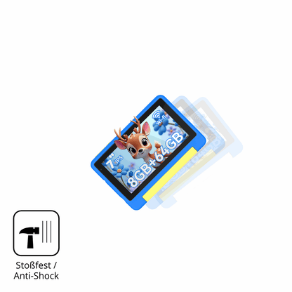 Schutz gegen Kratzer auf dem Bufo Kids Tablet 7 Zoll Glas durch Schlüssel, Stöße gegen die Tischkante oder Stürze